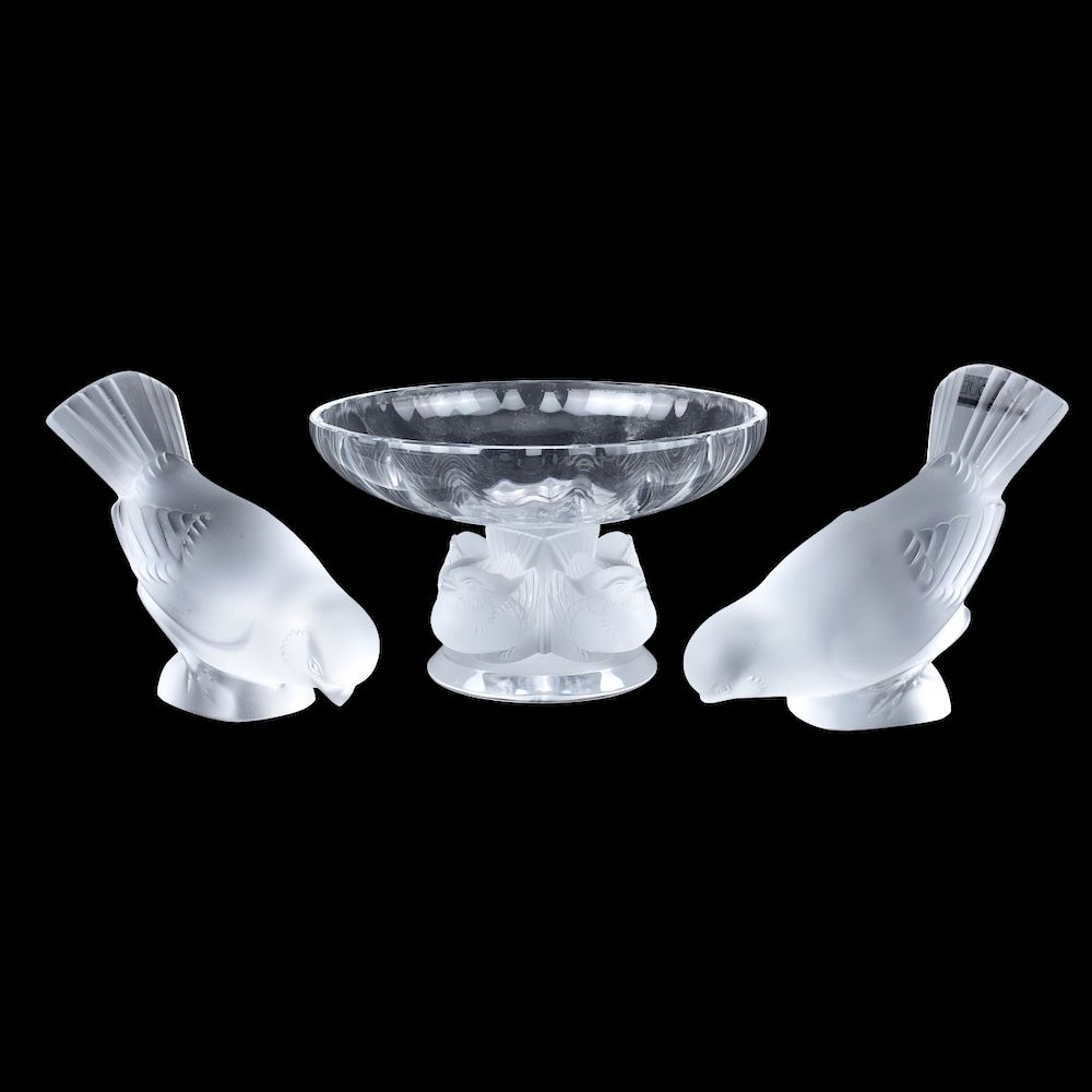 Appraisal: Lalique Crystal Tableware Grouping of Three Lalique Crystal Tableware Comprised