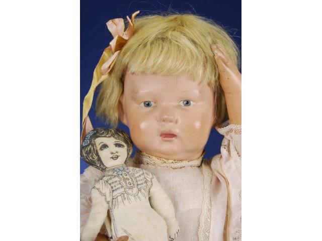 Appraisal: Schoenhut Toddler Walking Doll America ca painted wood blue painted