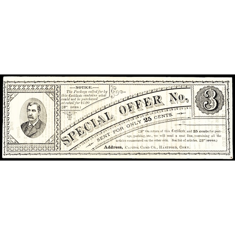 Appraisal: c Obsolete Currency Advertising Note Hartford CT Capitol Obsolete Currency