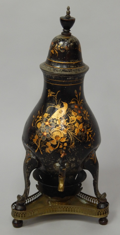 Appraisal: A thC toleware samovar of baluster form with gilt and