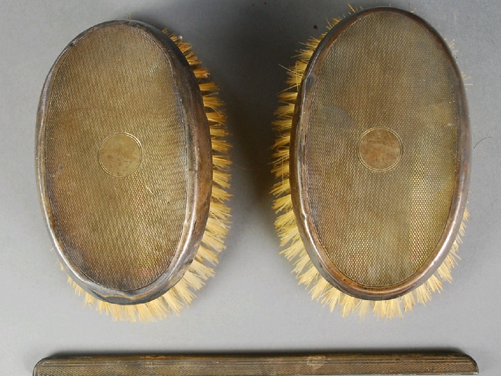 Appraisal: PAIR OF GENTS SILVER BACKED MILITARY HAIR BRUSHES Birmingham and