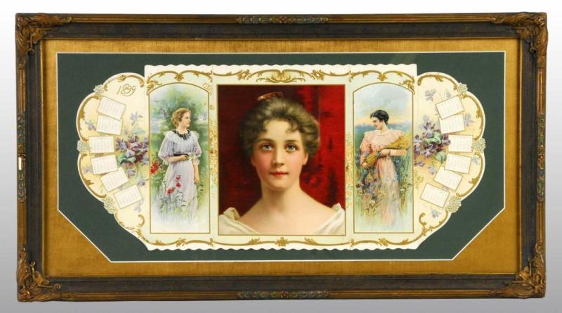 Appraisal: Calendar Featuring Beautiful Ladies Description Nice early calendar with three