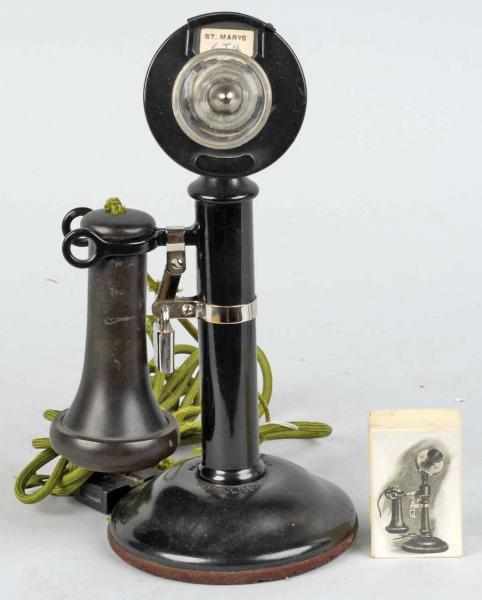 Appraisal: Black AL Western Electric Candlestick Telephone Description Circa Phone is