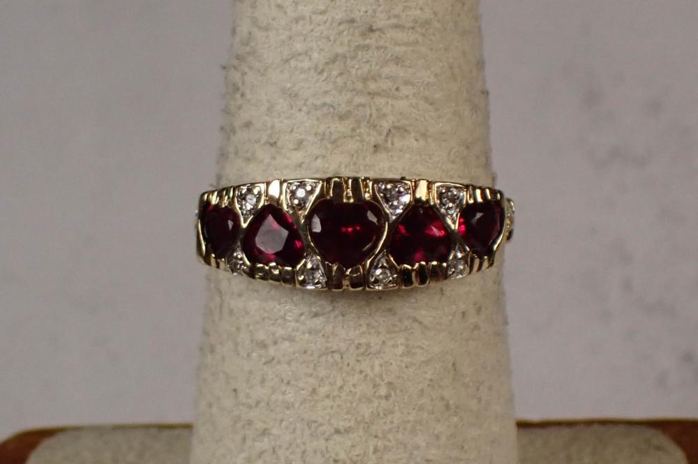 Appraisal: LAB CREATED RUBY AND DIAMOND I LOVE YOU RING The