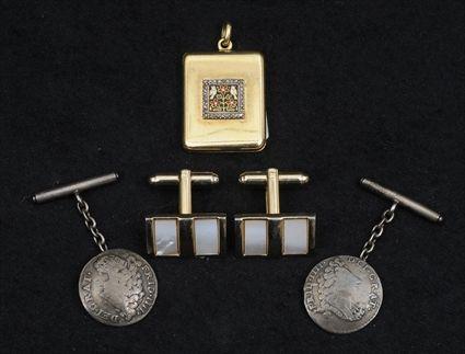 Appraisal: Decorated Locket with Cartier Stamp Together with two pairs of