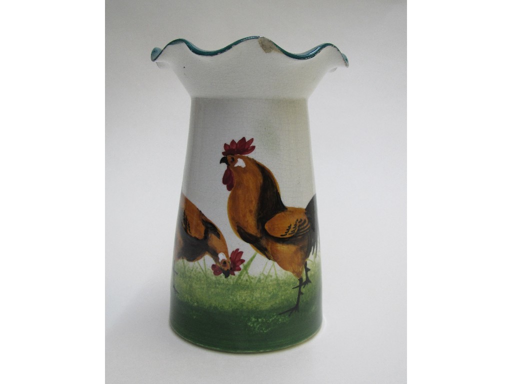 Appraisal: A Wemyss Grosvenor vase painted with cockerel and hens with