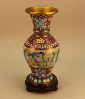 Appraisal: Vintage 'Jingfa' Cloisonne Butterfly Vase Vintage 'Jingfa' Cloisonne Butterfly Vase