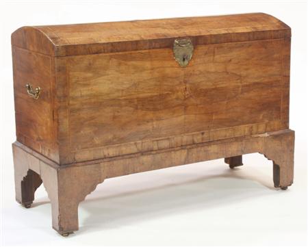 Appraisal: An th century walnut coffer the herring bone inlaid convex