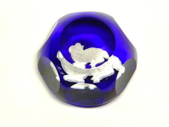 Appraisal: Baccarat Zodiac Series sulfide paperweight ''Aries '' translucent blue base