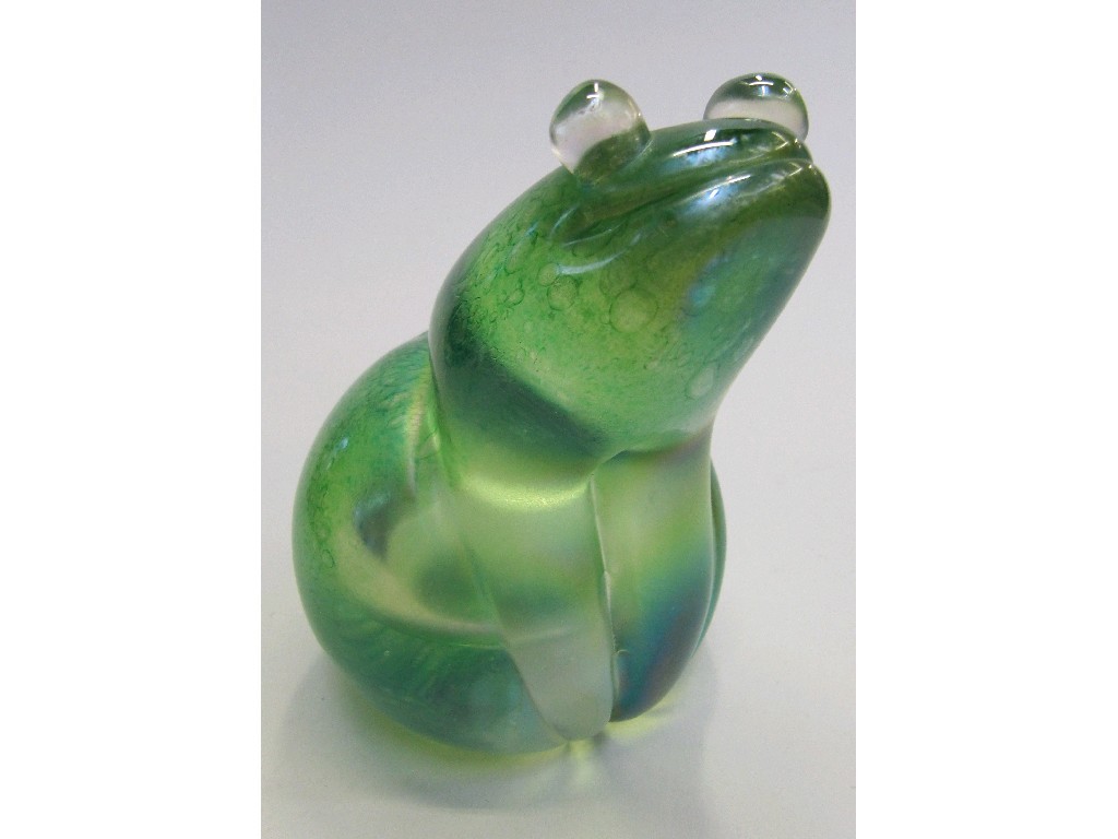 Appraisal: Unmarked Ditchfield green glass frog paperweight