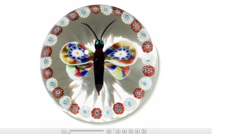 Appraisal: Antique Baccarat butterfly and millefiori garland paperweight With a central