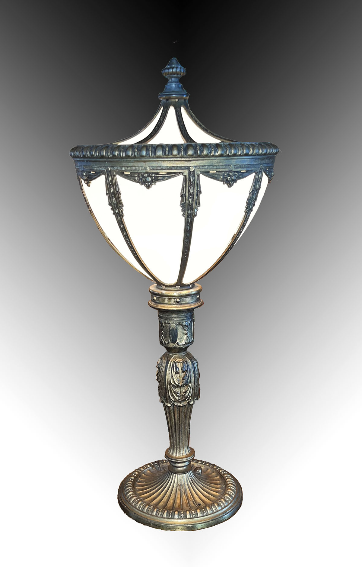 Appraisal: URN SHAPED TABLE LAMP - paneled bent glass urn form