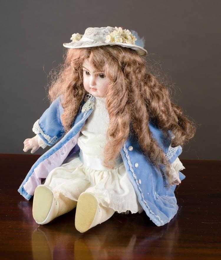 Appraisal: TETE JUMEAU BEBE BISQUE SOCKET HEAD DOLL on ball-jointed composition