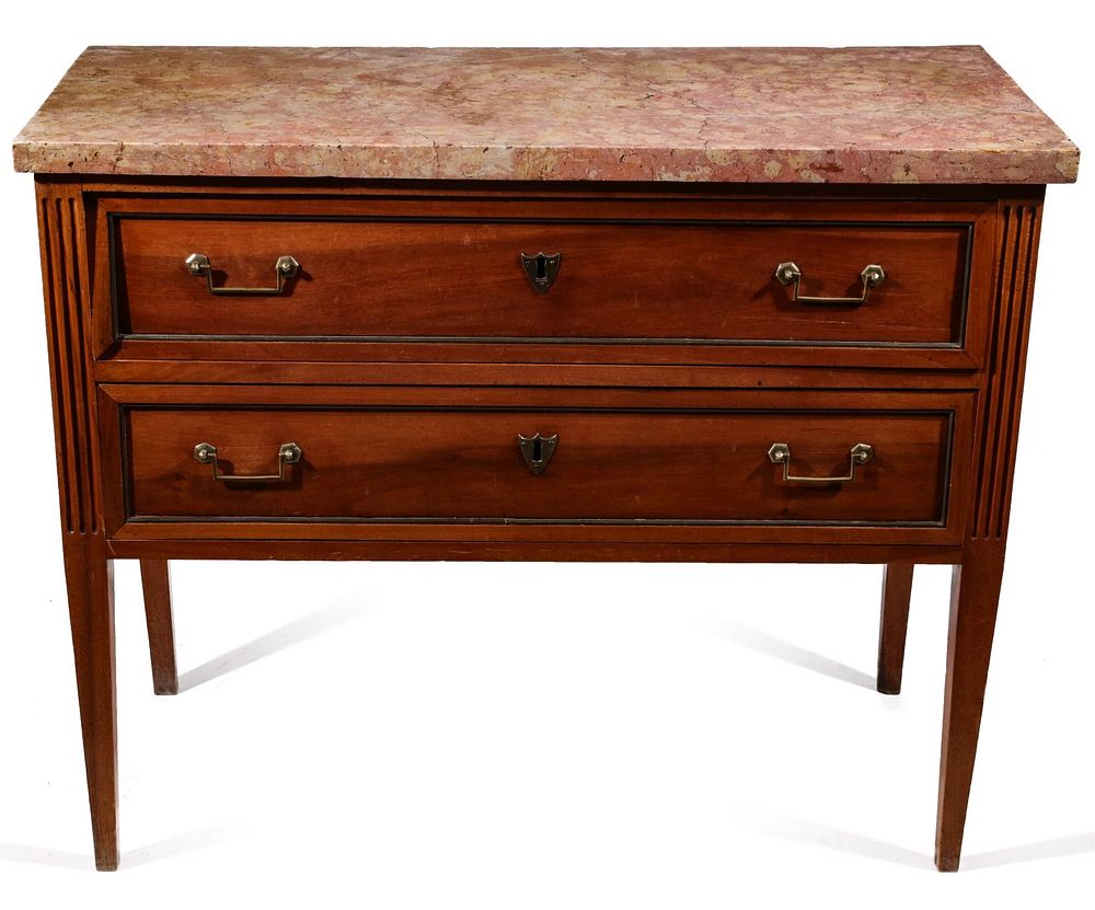 Appraisal: AN TH CENTURY ITALIAN TWO DRAWER CHEST WITH MARBLE The