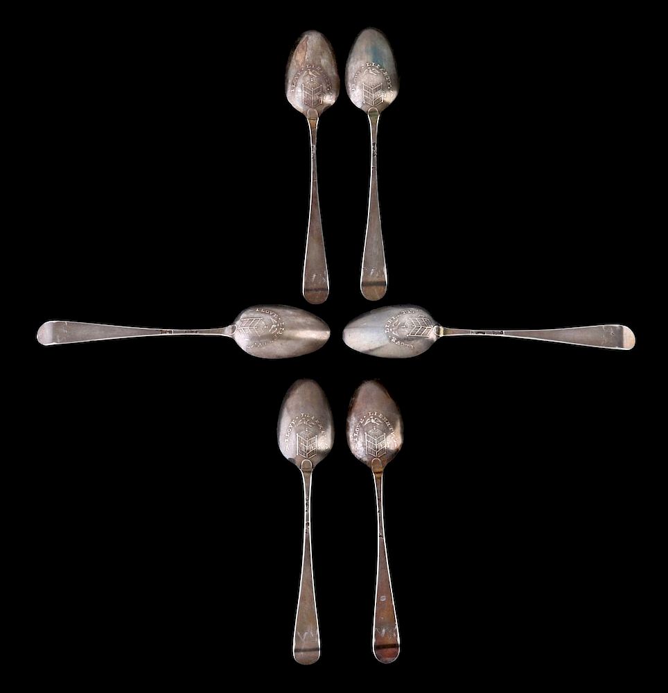 Appraisal: REPRODUCTION 'I LOVE LIBERTY' PICTURE BACK SPOONS Six sterling silver