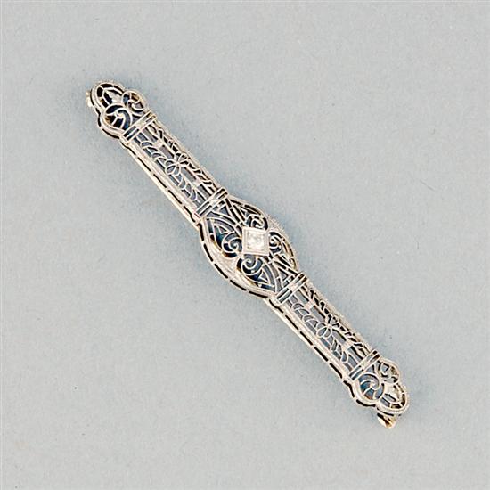 Appraisal: Victorian diamond bar brooch circa round-cut center diamond set in