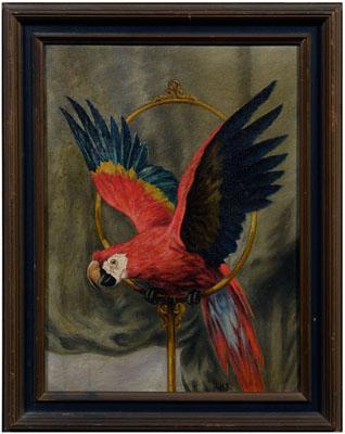 Appraisal: Avril Mary Burleigh painting British - macaw on a brass