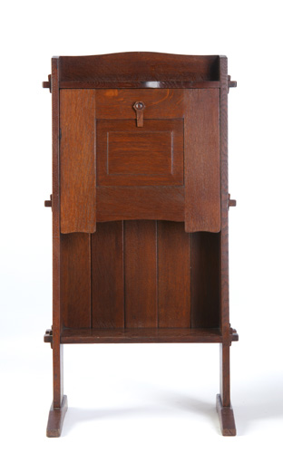 Appraisal: GUSTAV STICKLEY Chalet desk with paneled drop-front keyed through-tenons and