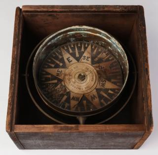 Appraisal: THOMAS LAUGHLIN CO SHIP COMPASS Gimbal mounted paper dial face