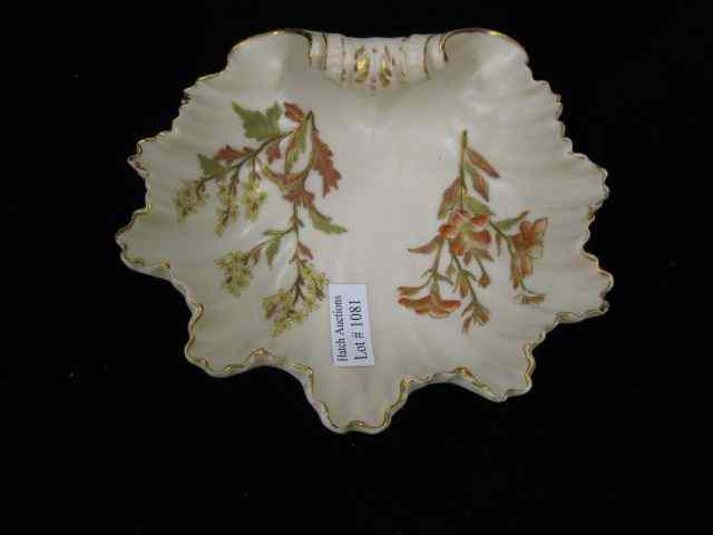 Appraisal: Royal Worcester Porcelain Shell Dish handpainted floral '' excellent