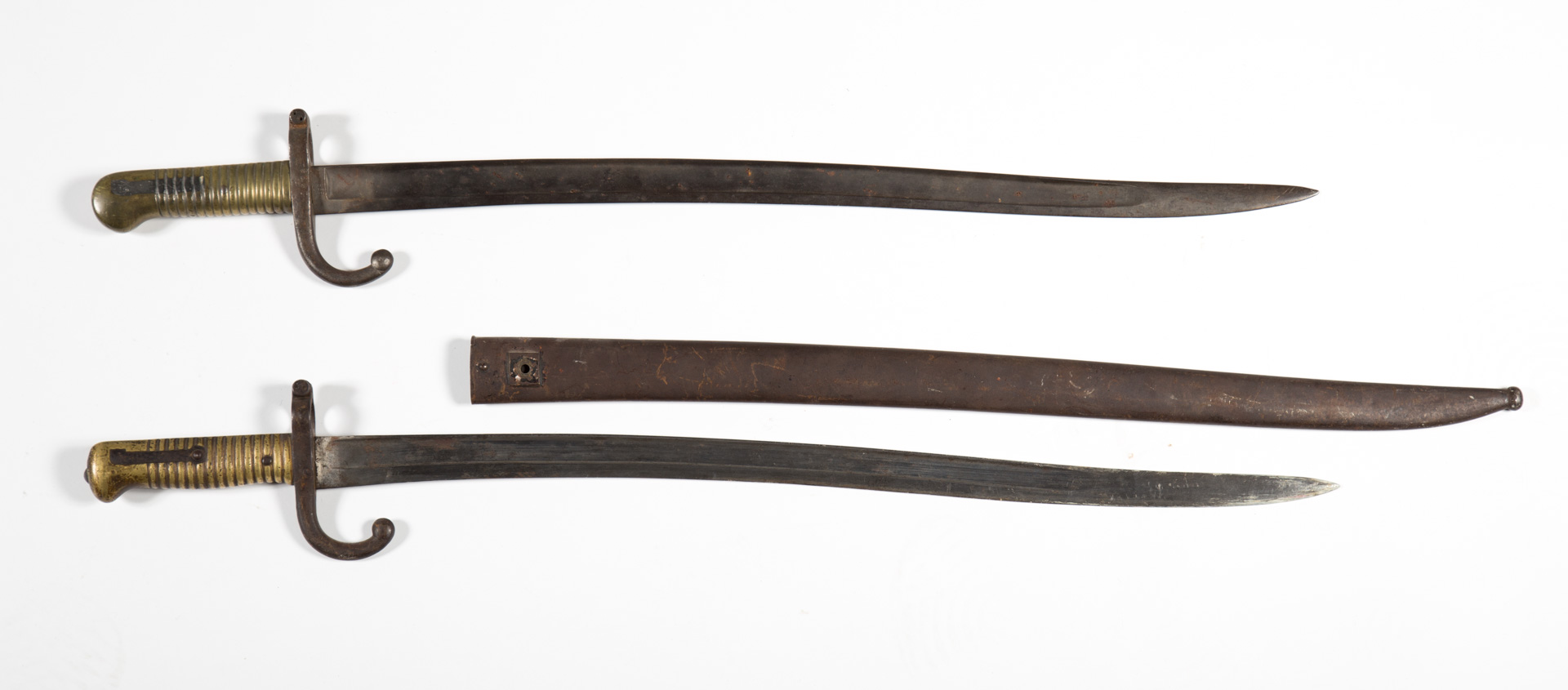 Appraisal: brass hilted bayonets one with blade overall other with blade