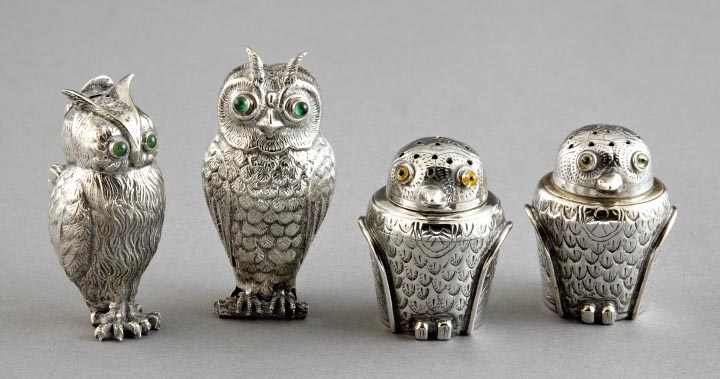 Appraisal: Unusual Collection of Four Alpaca Salt-and-Pepper Casters second quarter th