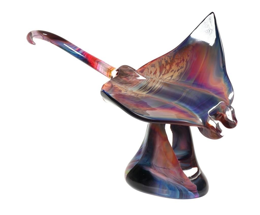 Appraisal: DINO ROSIN BLOWN GLASS STINGRAYItalian art glass Manta Ray sculpture