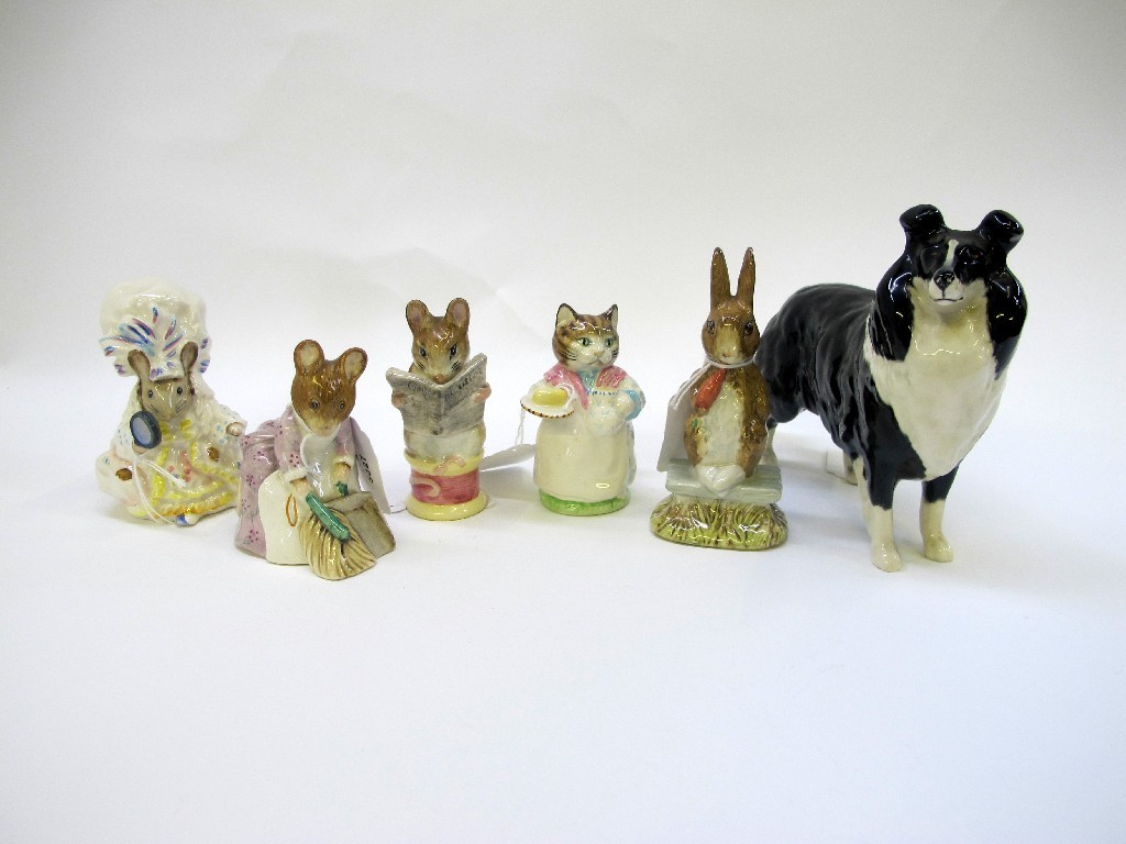 Appraisal: Five Beswick Beatrix Potter figures to include Hunca Munca Sweeping