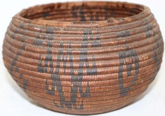 Appraisal: LATE TH C APACHE BASKET WITH STYLIZED GEOMETRICDESIGN HIGH X