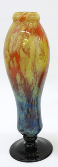 Appraisal: FRENCH SCHNEIDER ART GLASS VASE - H clear glass mottled