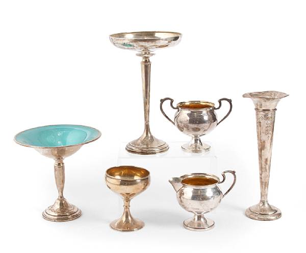 Appraisal: A group of sterling table articles Comprising Set sherbet cups