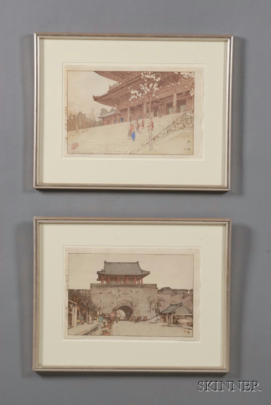 Appraisal: Yoshida Hiroshi Chionin Temple Gate signed in pencil and with