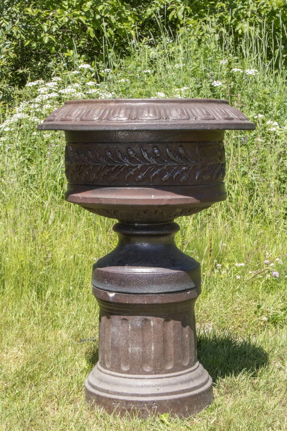 Appraisal: PORTLAND STONE WARE GARDEN URN ON STAND American Victorian -Piece