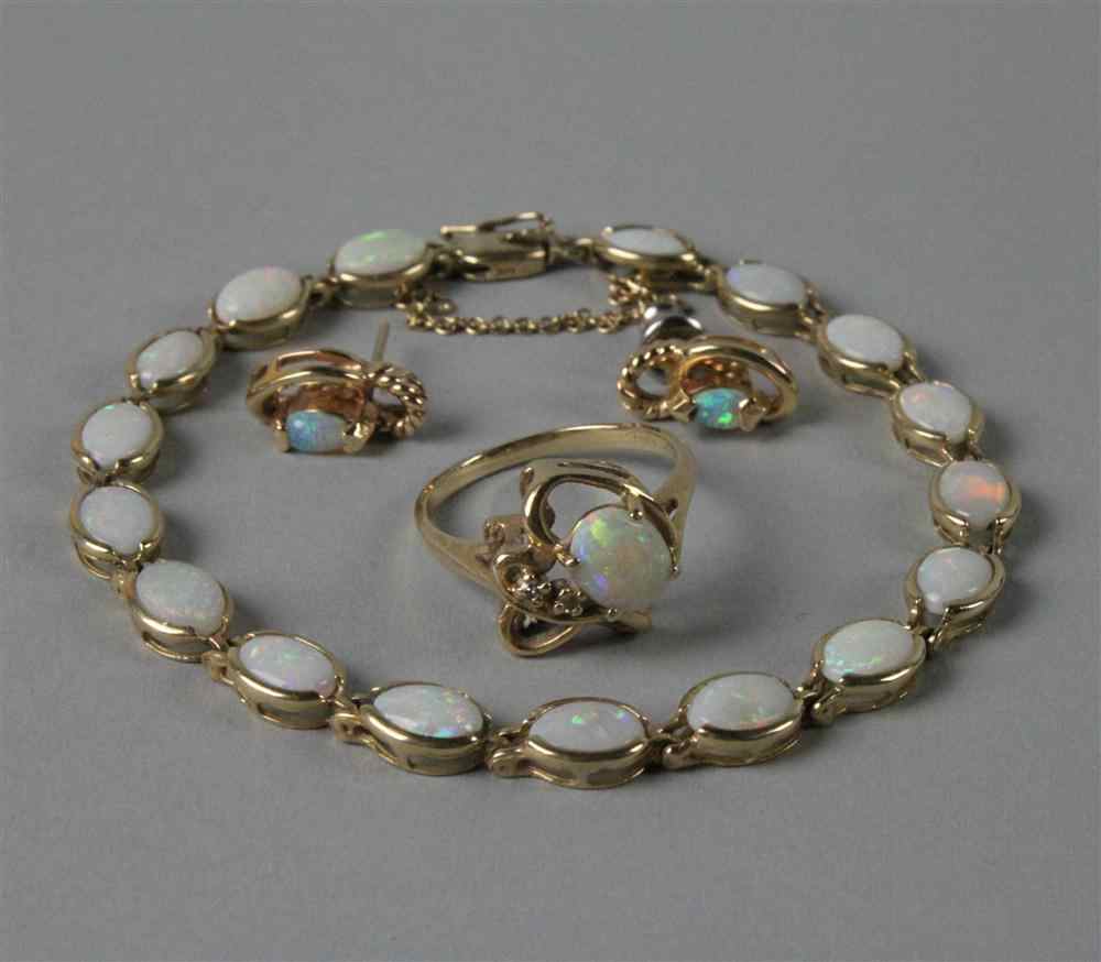 Appraisal: GROUP OF LADY'S OPAL AND GOLD JEWELRY including a bracelet