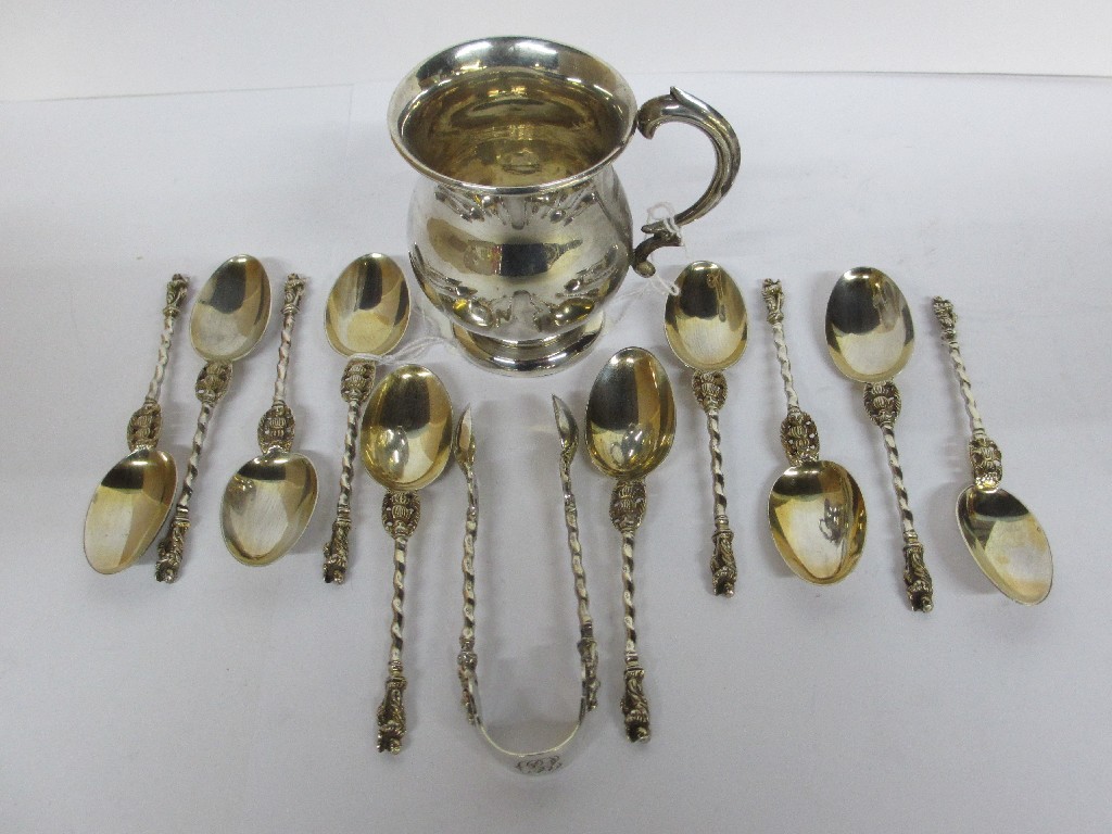 Appraisal: A lot comprising a small silver tankard and ten silver