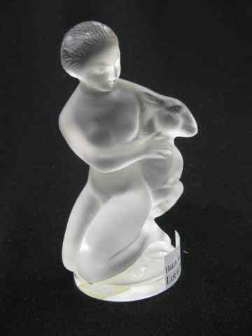 Appraisal: Lalique Crystal Figurine of Nude Womanholding a lamb frosted ''