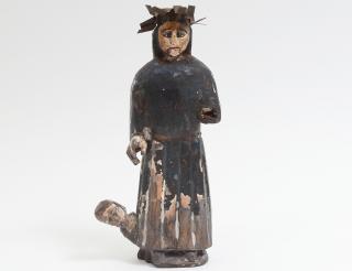 Appraisal: CARVED AND POLYCHROMED FIGURE OF CHRIST CHILD IN CLOAK th