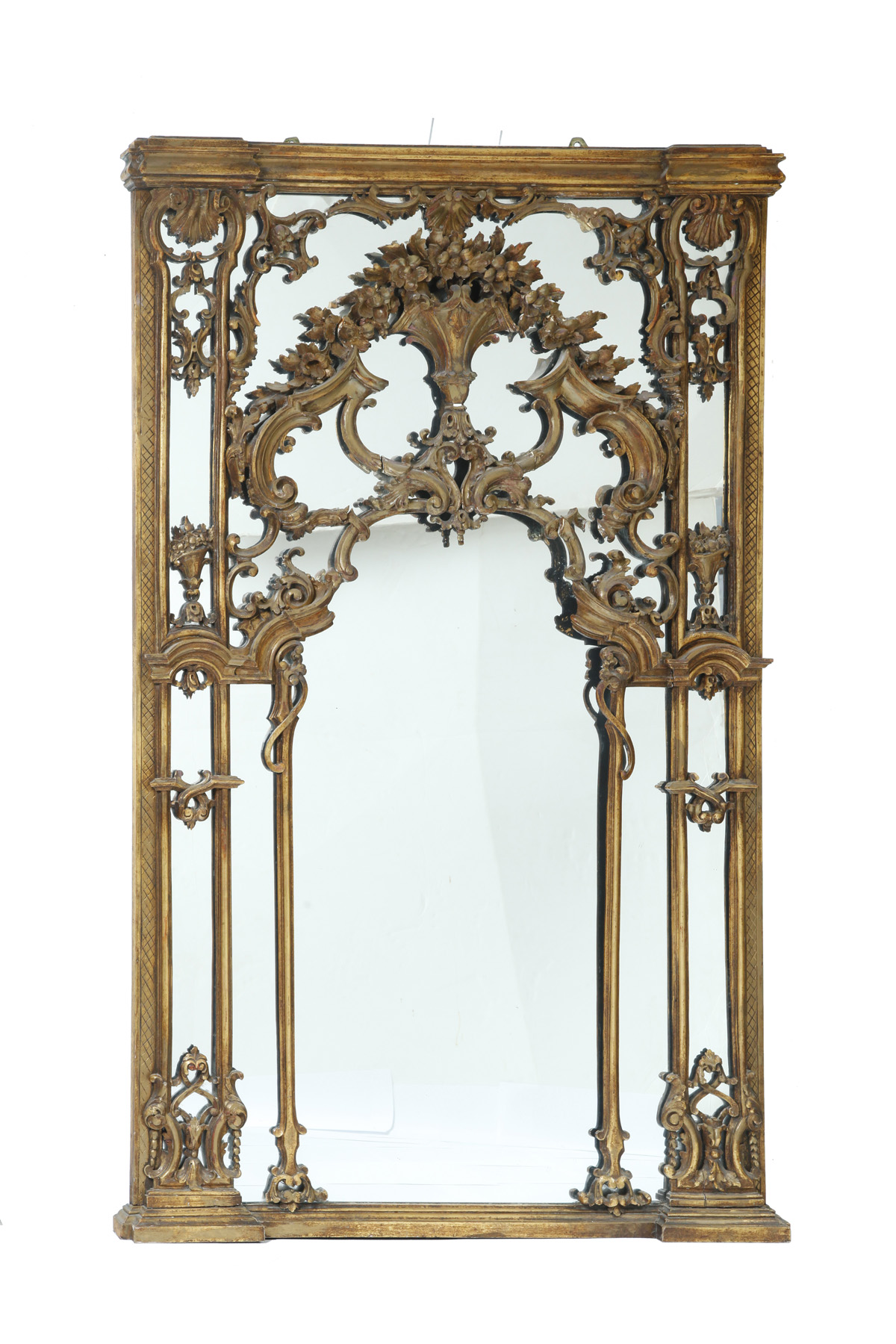 Appraisal: GOTHIC CHIPPENDALE-STYLE GILT MIRROR Twentieth century carved softwood h w