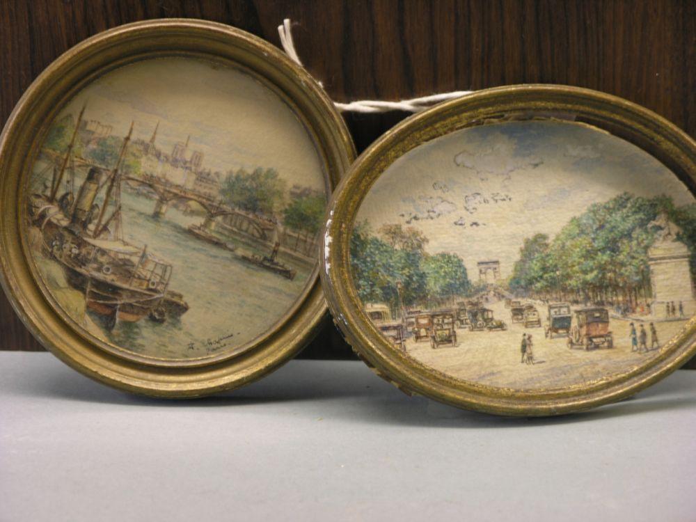 Appraisal: A pair of miniature watercolours early th century views of