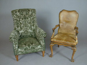 Appraisal: A late Victorian floral upholstered button back armchair with studded