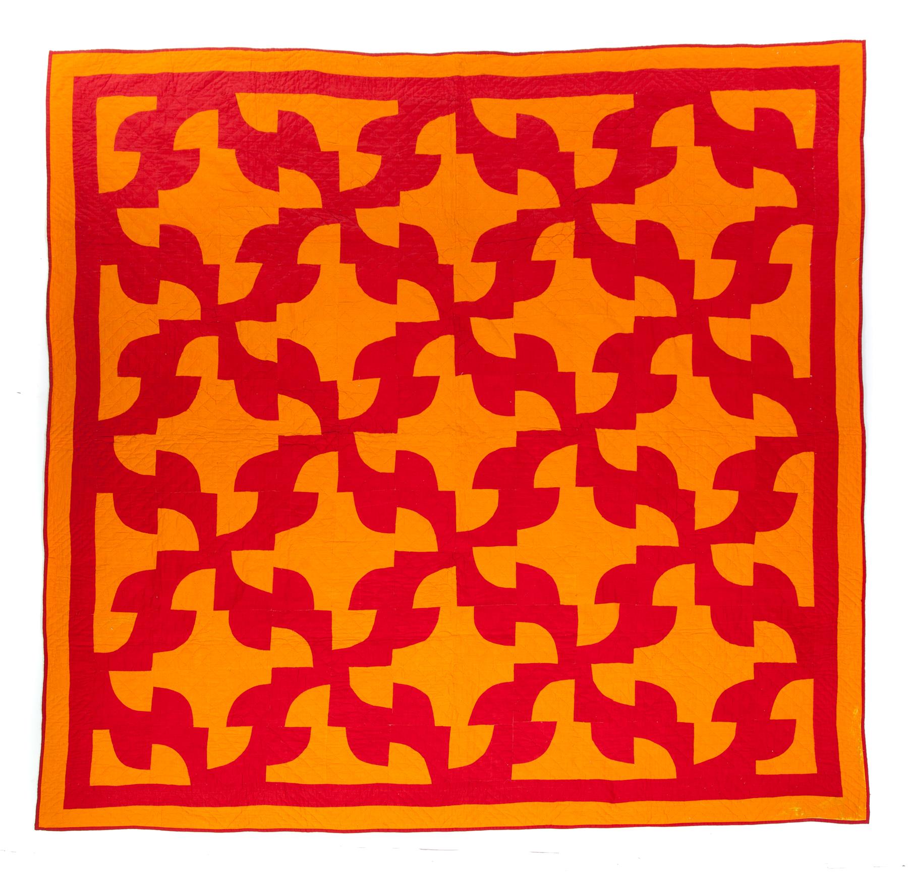 Appraisal: AMERICAN PIECED QUILT Late th century red and orange cotton