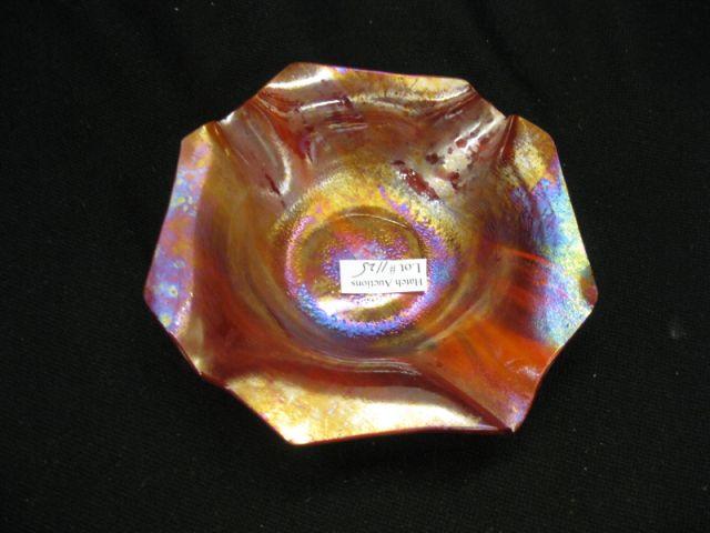 Appraisal: Art Glass Dish by Picard red iridescent slag excellent