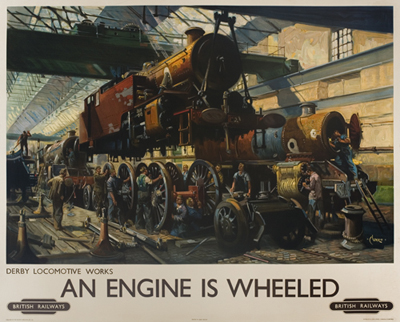 Appraisal: TERENCE CUNEO - AN ENGINE IS WHEELED x inches Waterlow