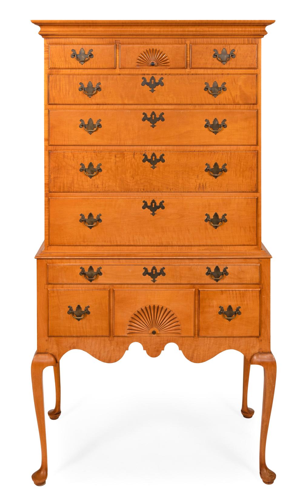 Appraisal: ELDRED WHEELER FLAT-TOP TWO-PART HIGHBOY MASSACHUSETTS TH CENTURY HEIGHT WIDTH