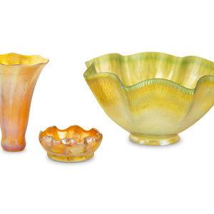 Appraisal: Six Tiffany Studios Favrile Glass Items Early th Century comprising