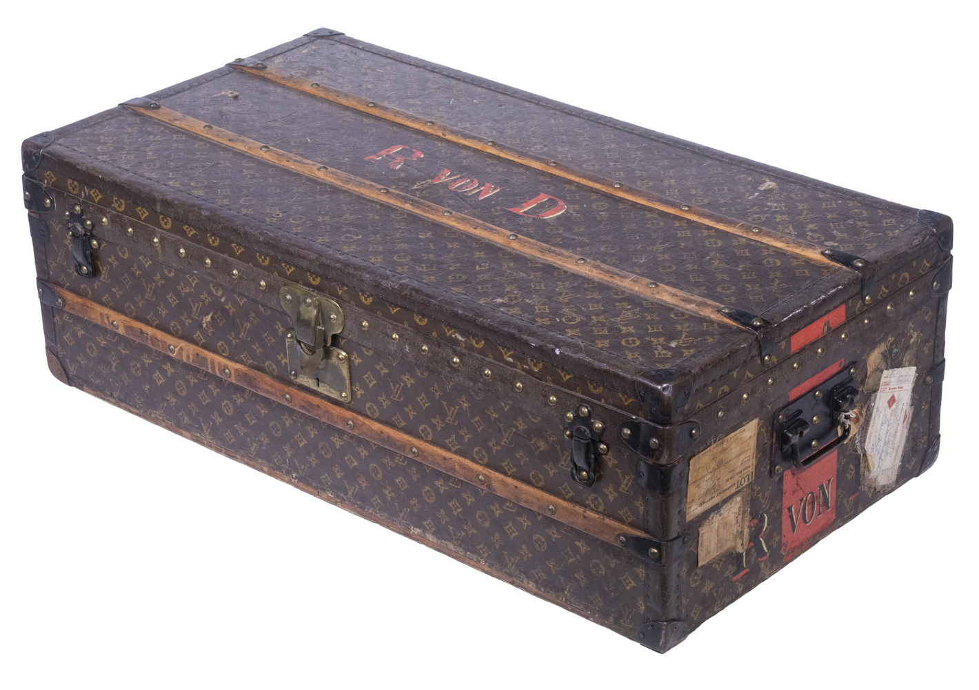 Appraisal: LOUIS VUITTON MONOGRAM STEAMER TRUNK Circa s with exterior monogram