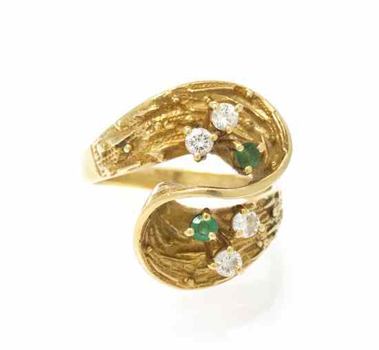 Appraisal: An Karat Yellow Gold Emerald and Diamond Ring containing four