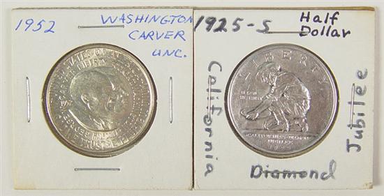 Appraisal: Two Silver Commemorative Coins -S California Diamond Jubilee Half Dollar