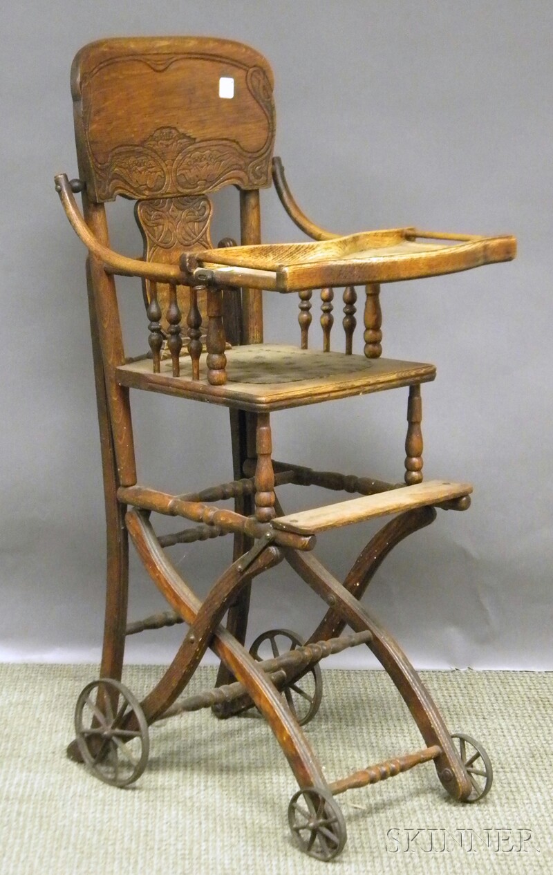 Appraisal: Late Victorian Pressed Oak Convertible High Chair