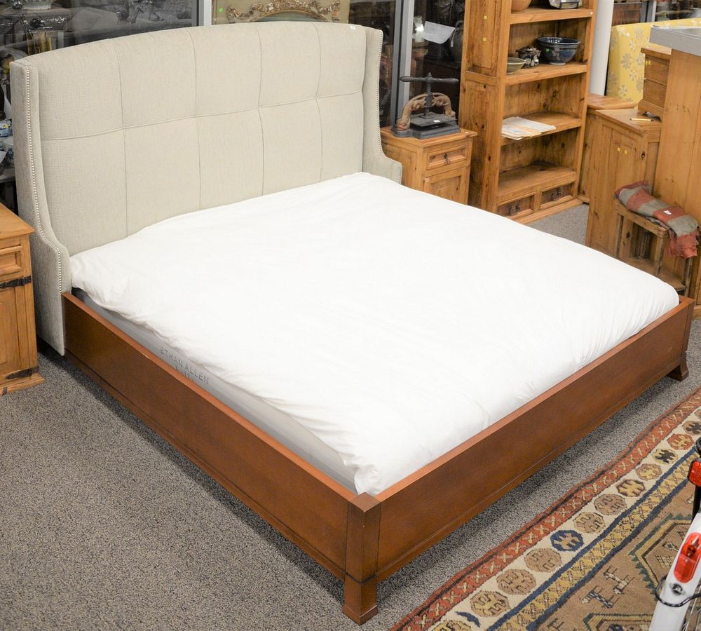 Appraisal: Contemporary king size bed having upholstered head with rivets along